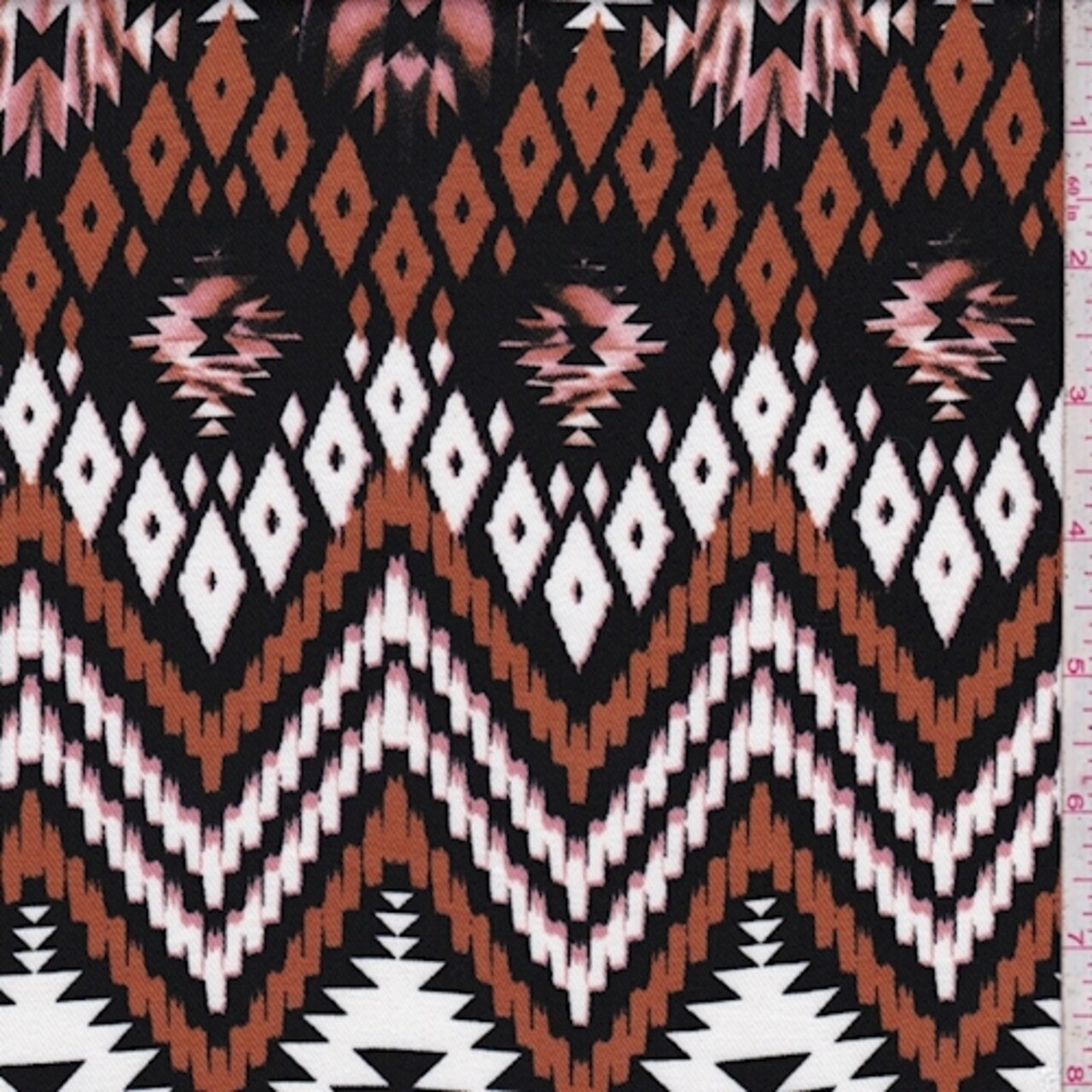 Black/Bronze/White Southwest Twill Challis Fabric By the Yard